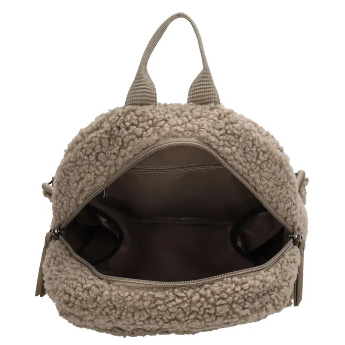 Teddy rugzak taupe met naam