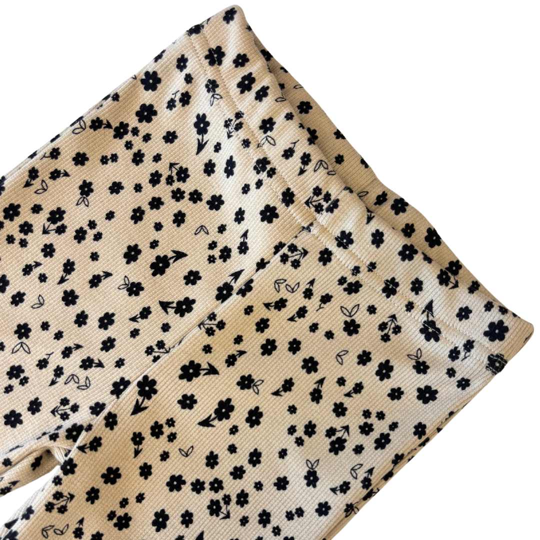 Kids Flared of Legging | Rib beige bloem
