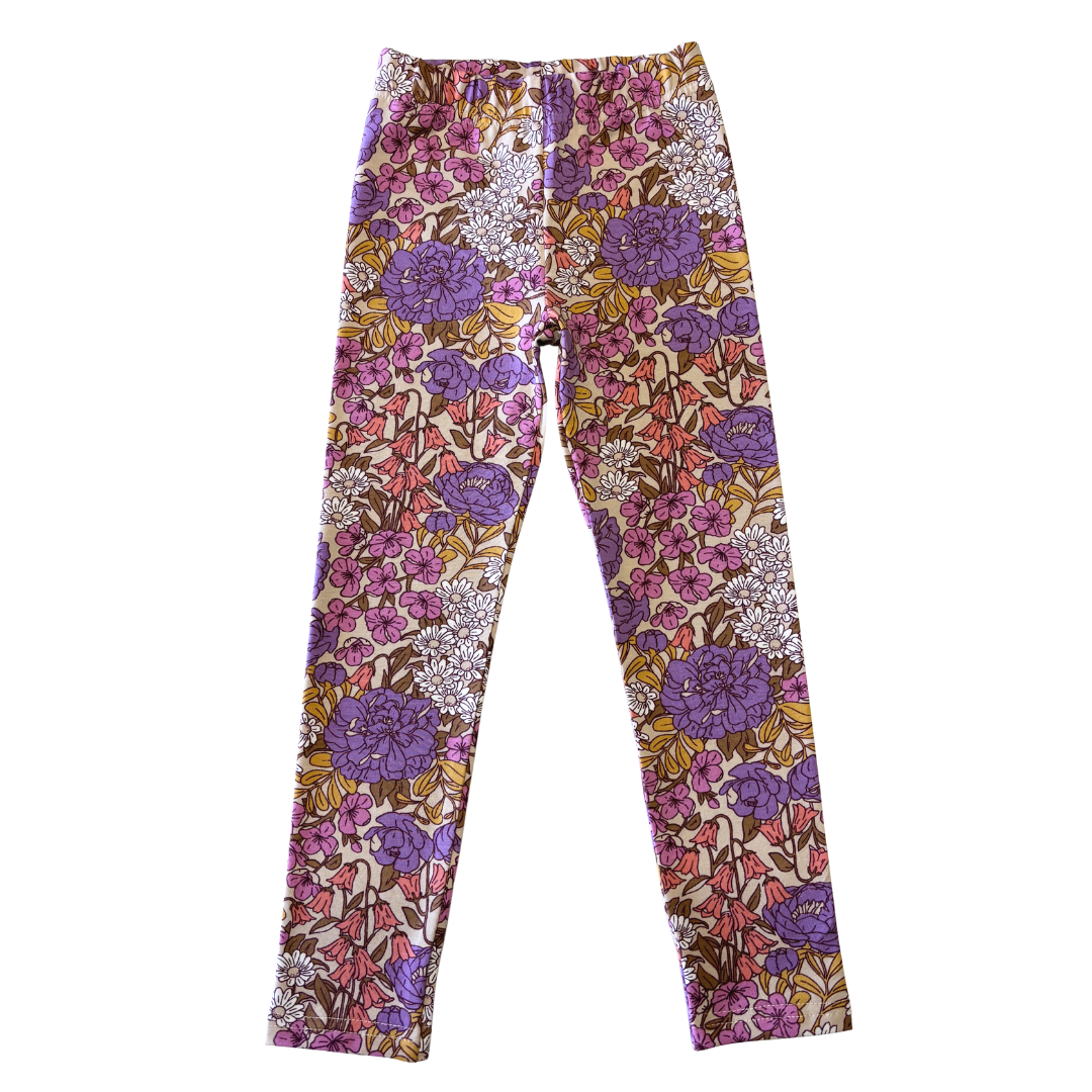Kids Flared of Legging | Lila flower mix